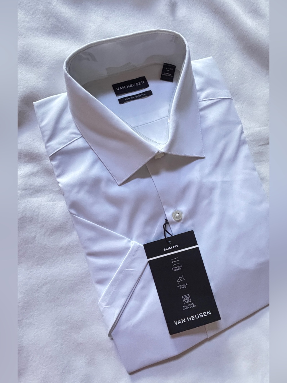 Van Heusen White Slim Fit Stretch Dress Shirt M NWT